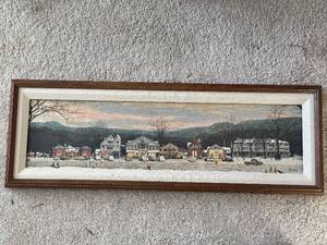 lot 102 image: Norman Rockwell Gallery Main Street, Stockbridge Canvas Reproduction - Framed (1991)