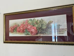lot 141 image: Longpr Roses Print - Signed 1896 Framed Artwork