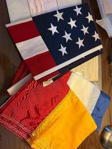lot 218 image: US Flag Fabric Panels - Star Field & Stripes Assorted Patriotic Textiles