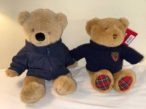 lot 370 image: Ralph Lauren Teddy Bears - Navy Jacket Bear & Polo Sweater Bear (Lot of 2)