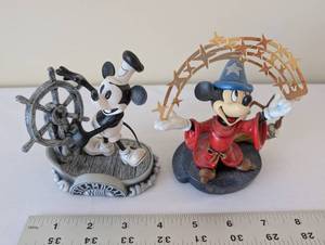 lot 21 image: Set of 2 Disney Mickey Mouse Figurines Steamboat Willie & Sorcerers Apprentice