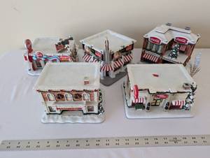 lot 29 image: Set of 5 Hawthorne Village Coca-Cola Holiday Village Buildings