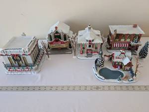 lot 30 image: Set of 5 Hawthorne Village Coca-Cola and Grand Central Holiday Village Buildings