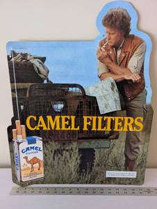 lot 35 image: Vintage Camel Filters Tin Advertising Sign
