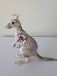 lot 59 image: Furry Animal Kangaroo Figurine with Joey 12 Inch Plush Model
