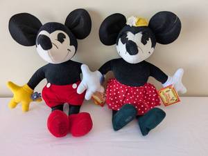 lot 65 image: Pair of Walt Disney World Mickey and Minnie Mouse Plush Dolls with Tags