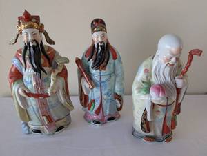 lot 114 image: Set of 3 Large Porcelain Chinese Wise Men Figurines, Hand-Painted