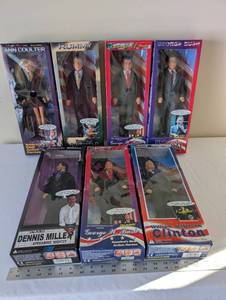 lot 136 image: Collection of 7 Talking Political and Celebrity Action Figures in Box