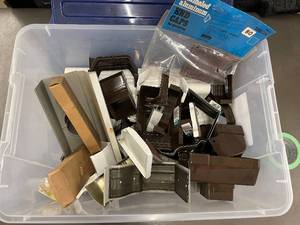 lot 74 image: Collection of Enameled Aluminum Gutter End Caps and Fittings