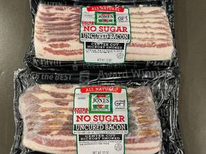lot 154 image: Jones Dairy Farm No Sugar Uncured Bacon Center Cut Hickory Smoked Extra Thick 12 oz - (Lot of 2)
