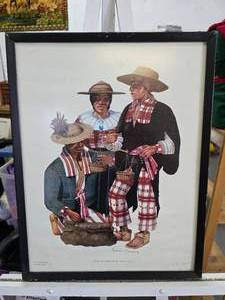 lot 82 image: Lithograph by Frederick Crocker Jr. Trajes de Guatemala series, Todos Santos Huehuetenango