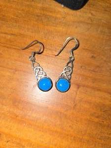 lot 118 image: Stearling Silver with turquoise gems, dangle earrings