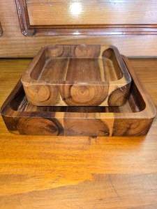 lot 124 image: handmade wooden stand 2 pcs