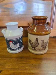 lot 101 image: Collectable Chicken milk jugs