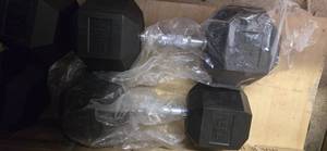 lot 2 image: Lot of a Pair of 15LB Rubber Hex Dumbbells (NEW)