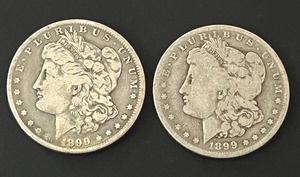 Pair of 1899-O Morgan Silver Dollars