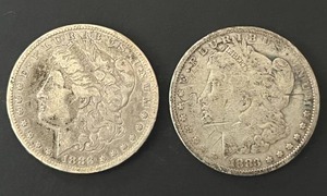 lot 7 image: Pair of 1883 Morgan Silver Dollars