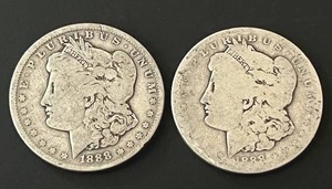 lot 14 image: Pair of 1888 Morgan Silver Dollars