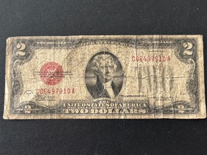 lot 9 image: 1928 D Red Seal $2 Dollar Note