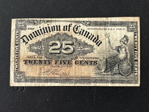 lot 15 image: 1900 Canada 25 Cent Paper Currency