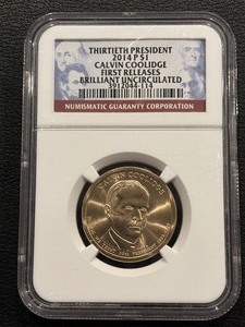 lot 24 image: 2014-P Calvin Coolidge Dollar NGC Brilliant Uncirculated