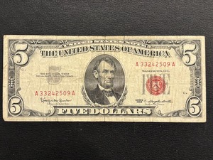 lot 69 image: 1963 Red Seal $5 Dollar Note