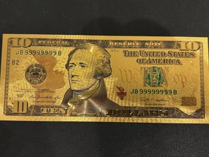 lot 74 image: 24K Gold Foil $10 Dollar Note