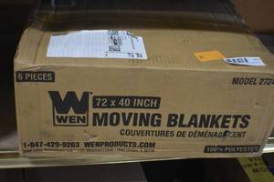 lot 92 image: WEN 272406 72-Inch by 40-Inch Heavy Duty Padded Moving Blankets, 6-Pack