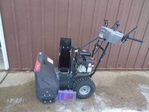 10/24 Briggs & Stratton HD snow blower with electric start & light. Very lightly used. Tested & works. As shown.