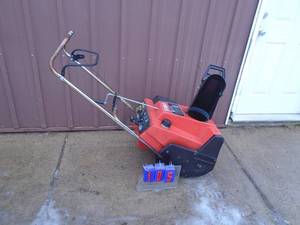 lot 105 image: Toro 2000E snow thrower with electric start. 2 cycle. Tested & works. As shown.