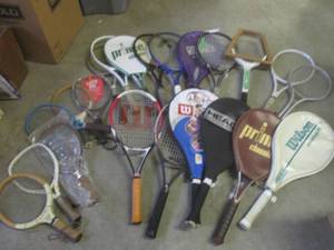 lot 56 image: (EW4) Assortment of Tennis and Rack...