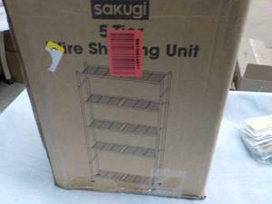 lot 144 image: 5 Tier Wire Shelving Unit...