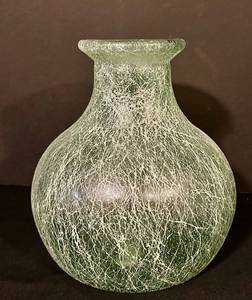 lot 170C image: FR - 9 Inch Tall Crackle Glass Vase with Frosted Finish