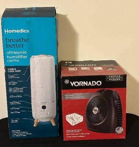 lot 226C image: FR - Homedics Ultrasonic Humidifier and Vornado Vortex Heater Set