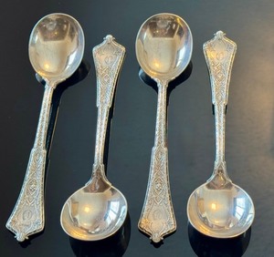 lot 11D image: Vintage Tiffany & Co. Persian Pattern Sterling Spoons - Monogrammed (Lot of 4)