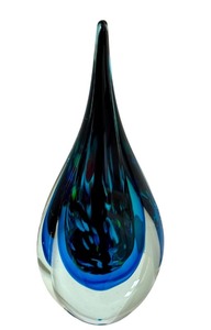 lot 37D image: K - Vintage Murano Style Sommerso Teardrop Art Glass Sculpture