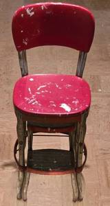lot 191K image: LL-S - Vintage Cosco Red Step Stool Chair