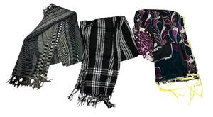lot 417C image: LL - Collection of 3 Womens Scarves with Fringe and Patterned Designs