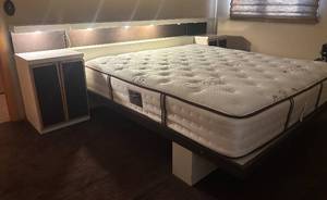 lot 9R image: MB - Incredible Mid Century King Bed with Side Tables