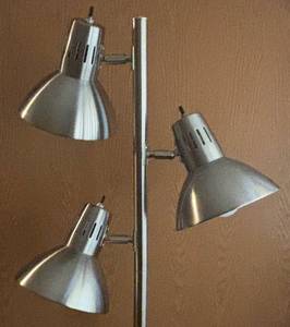 lot 74R image: BR2 - Adjustable Three Head Floor Lamp with Brushed Metal Finish