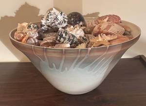 lot 100R image: BR2 - Handcrafted Pottery Bowl with Shell Collection