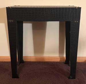 lot 105R image: BR2 - Black Petite Accent Table with Faux Croc Texture