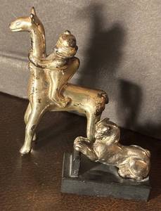 lot 120R image: MB - Set of 2 Vintage Alva Studios Metal Figurines including Vintage Alva Studios Metal Inco Man on Llama Figurine