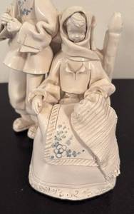 lot 211R image: LR - Fabio Mola Clay Sculpture of Seated Woman and Standing Boy Italian