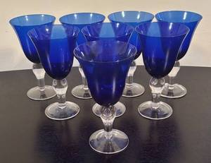 lot 219R image: LR - Set of Cobalt Blue Stemware