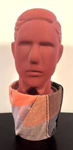 lot 246R image: LR -  Unique Head with Multicolor Fabric Wrapped Pot Base