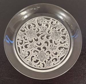lot 258R image: LR - Crystal Serving Platter with Floral Scroll Design