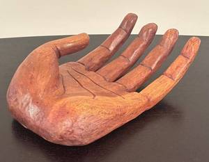 lot 265R image: LR - Carved Wooden Hand Decor Sculpture