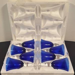 lot 274R image: LR - Set of 8 Cobalt Blue Stemware Glasses