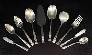 lot 276R image: K - Set of 10 Vintage Silver Plated Serving Utensils